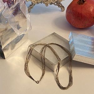 Vintage Southwestern Liquid Bead Sterling Silver Ten Strand Necklace